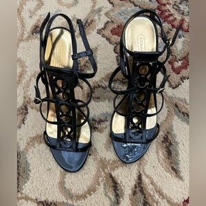 Coach Farrow Black Strappy Sandals Size 7.5